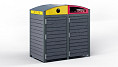 EM212-P-120-C - Staten Twin 120L Bin Enclosure, Pctd Frame, Composite Battens Slate Grey and Signage option.jpg